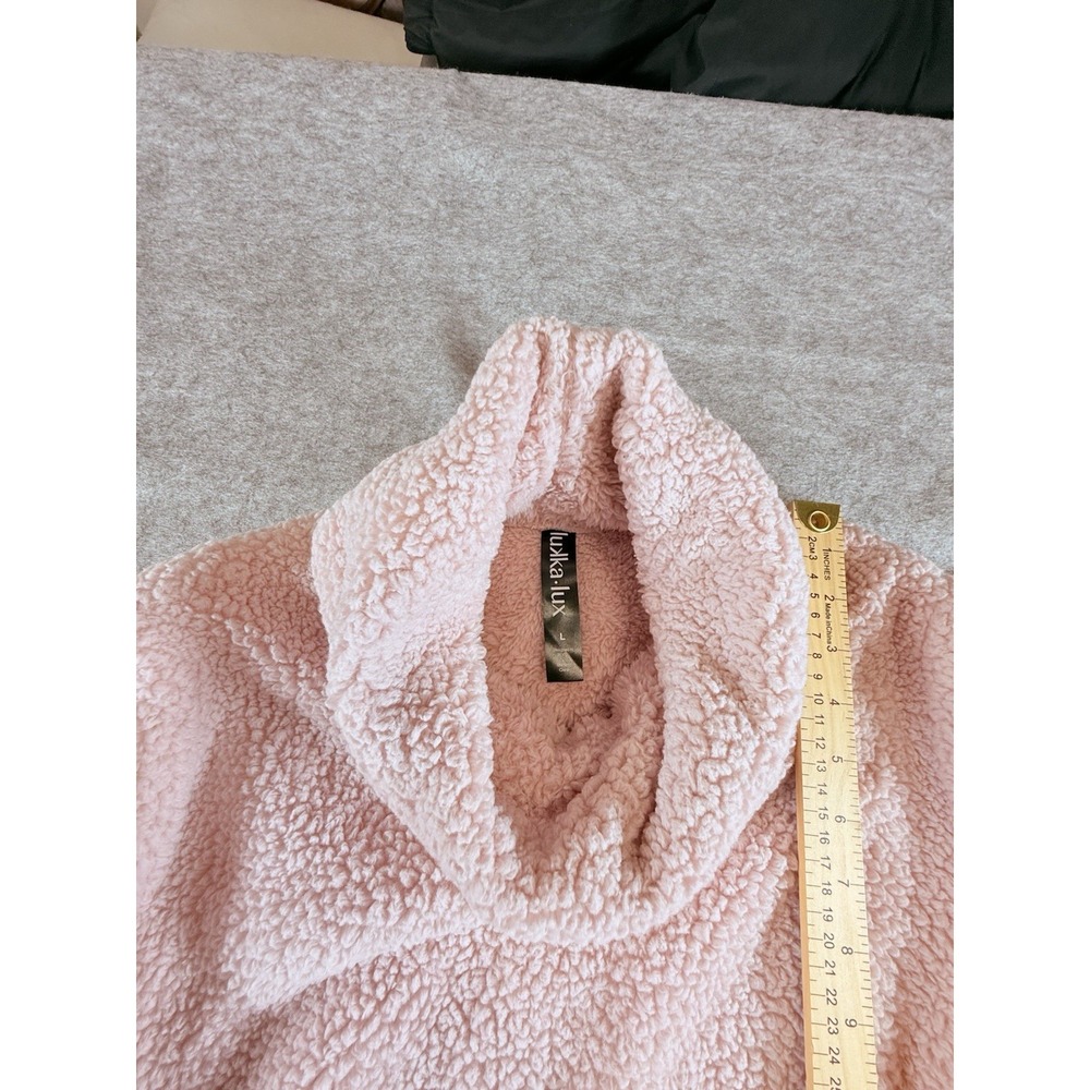 Lukka Lux Womens Pink Sherpa Fleece Pullover Turtleneck Sweater Size Large - Picture 3 of 12